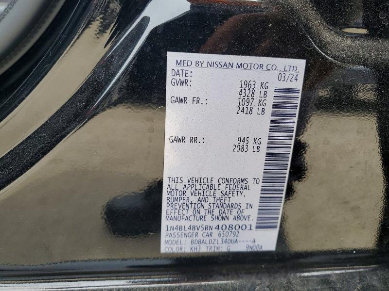 52334866 :رقم المزاد ، 1N4BL4BV5RN408001 vin ، 2024 Nissan Altima مزاد بيع