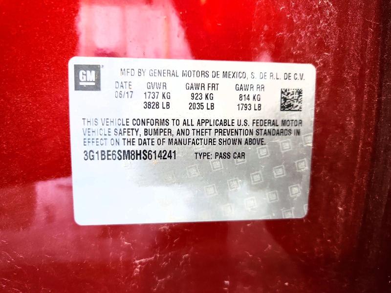 Aukcja sprzedaży 2017 Chevrolet Cruze, vin: 3G1BE6SM8HS614241, numer aukcji: 52833086