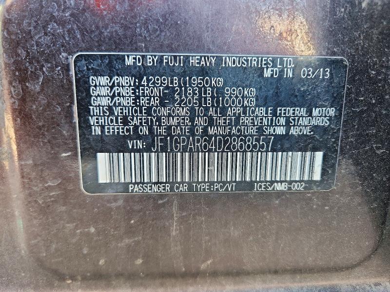 Продажа на аукционе авто 2013 Subaru Impreza, vin: JF1GPAR64D2868557, номер лота: 55230906