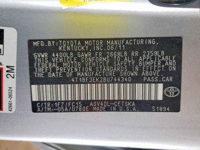 Продажа на аукционе авто 2011 Toyota Camry, vin: 4T1BF3EK2BU744340, номер лота: 55028906