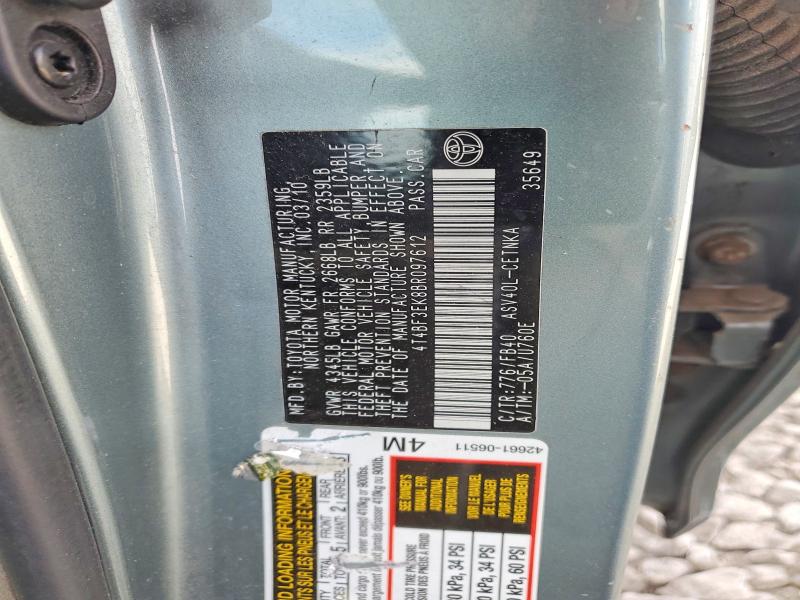 55177696 :رقم المزاد ، 4T4BF3EK8BR097612 vin ، 2011 Toyota Camry مزاد بيع