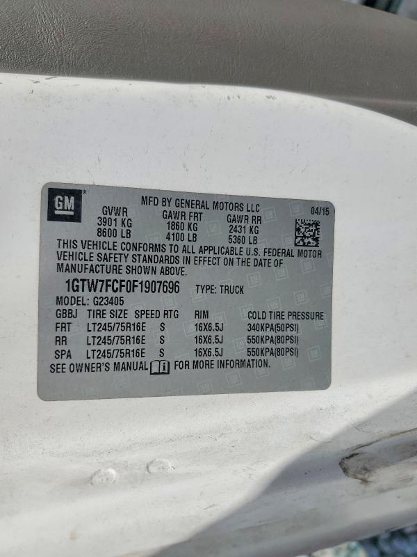 Aukcja sprzedaży 2015 Gmc Savana, vin: 1GTW7FCF0F1907696, numer aukcji: 52054156