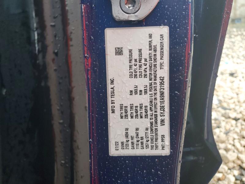 Aukcja sprzedaży 2022 Tesla Model 3, vin: 5YJ3E1EA9NF319542, numer aukcji: 54897386