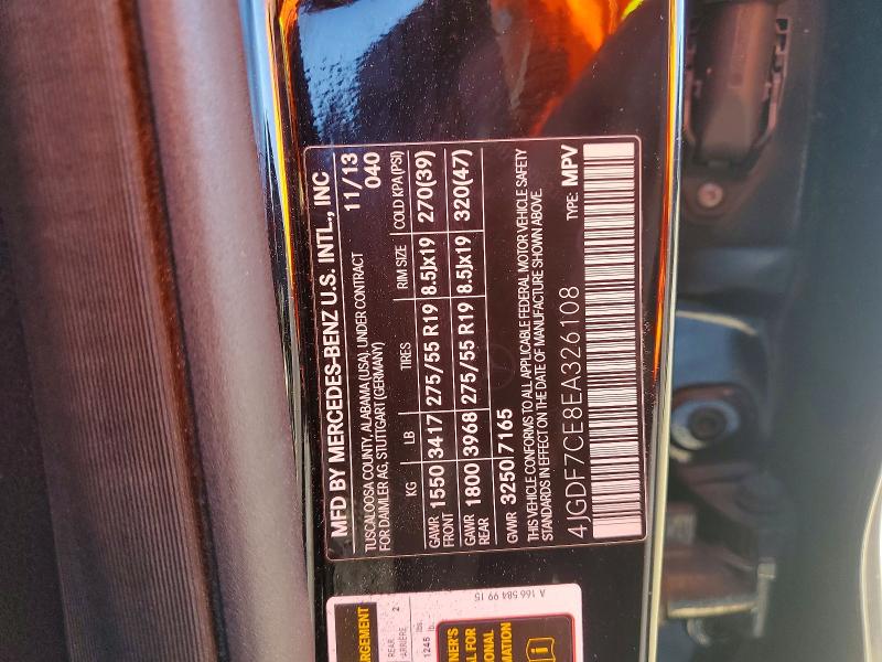 2014 Mercedes-benz Gl მანქანა იყიდება აუქციონზე, vin: 4JGDF7CE8EA326108, აუქციონის ნომერი: 52991696