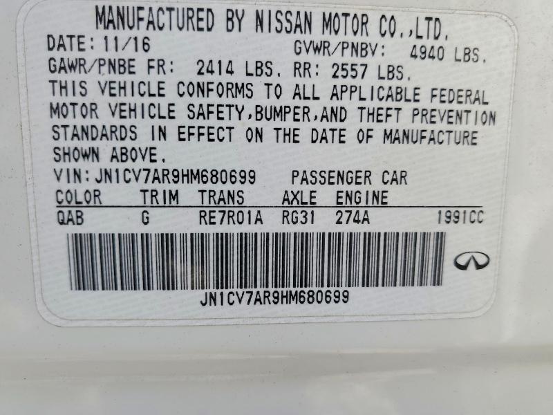 Aukcja sprzedaży 2017 Infiniti Q50, vin: JN1CV7AR9HM680699, numer aukcji: 51516966