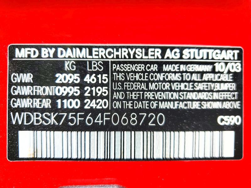 Aukcja sprzedaży 2004 Mercedes-benz Sl, vin: WDBSK75F64F068720, numer aukcji: 54849206