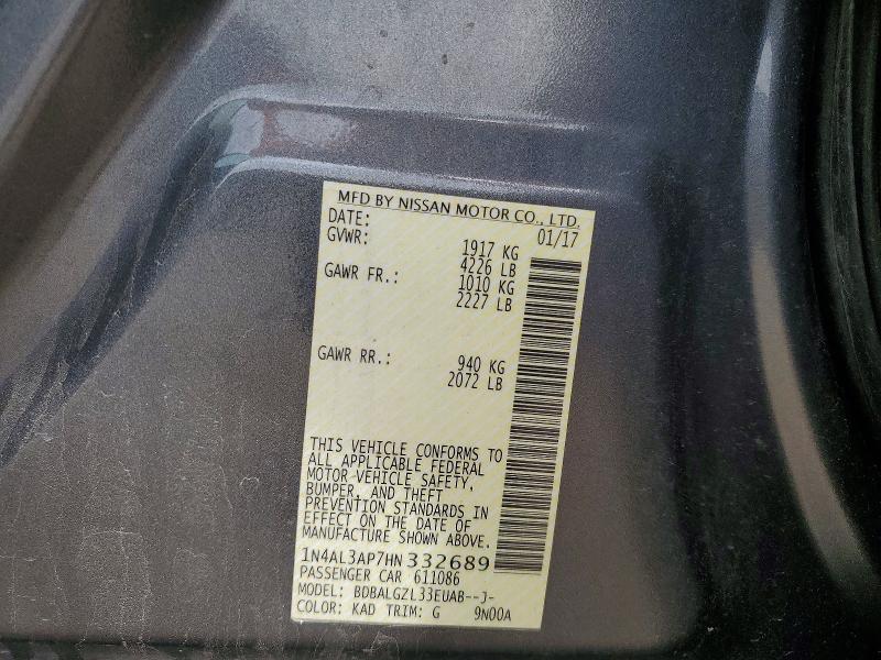 55137986 :رقم المزاد ، 1N4AL3AP7HN332689 vin ، 2017 Nissan Altima مزاد بيع