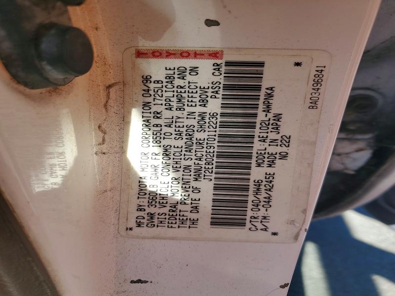 Aukcja sprzedaży 1996 Toyota Corolla, vin: JT2EB02E9T0112236, numer aukcji: 53290546