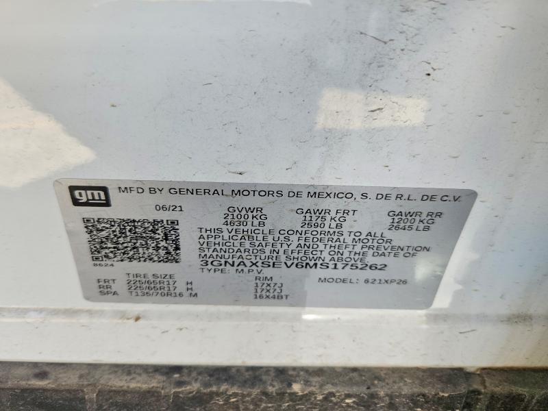 Продаж на аукціоні авто 2021 Chevrolet Equinox, vin: 3GNAXSEV6MS175262, номер лоту: 52156796