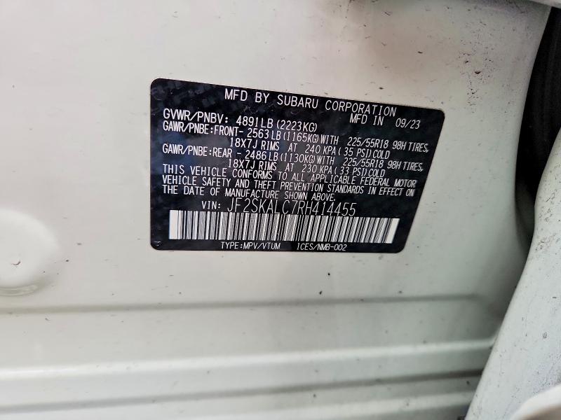 53202856 :رقم المزاد ، JF2SKALC7RH414455 vin ، 2024 Subaru Forester مزاد بيع