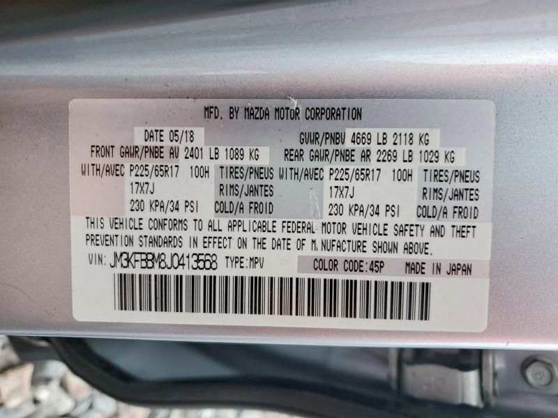 Продаж на аукціоні авто 2018 Mazda Cx-5, vin: JM3KFBBM8J0413568, номер лоту: 53849546