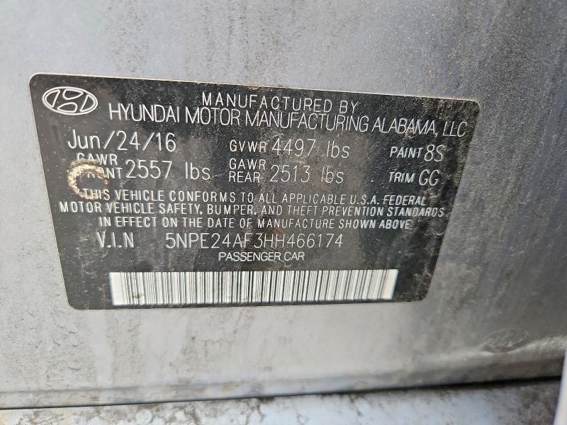 Aukcja sprzedaży 2017 Hyundai Sonata, vin: 5NPE24AF3HH466174, numer aukcji: 52224686