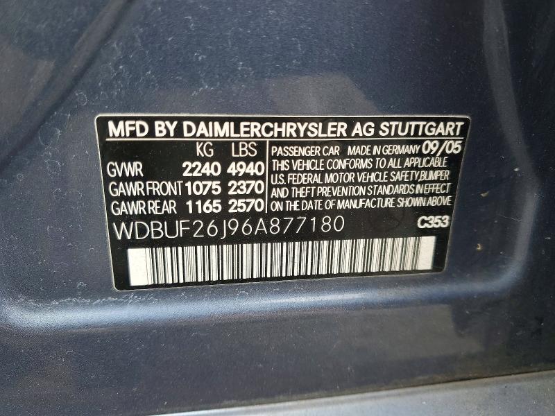 Aukcja sprzedaży 2006 Mercedes-benz E, vin: WDBUF26J96A877180, numer aukcji: 52361586