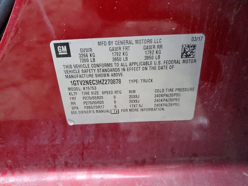 2017 Gmc Sierra მანქანა იყიდება აუქციონზე, vin: 1GTV2NEC3HZ270878, აუქციონის ნომერი: 52675616