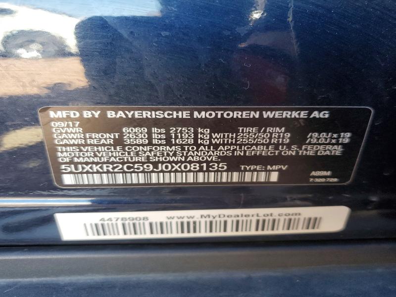 2018 Bmw X5 მანქანა იყიდება აუქციონზე, vin: 5UXKR2C59J0X08135, აუქციონის ნომერი: 54326856