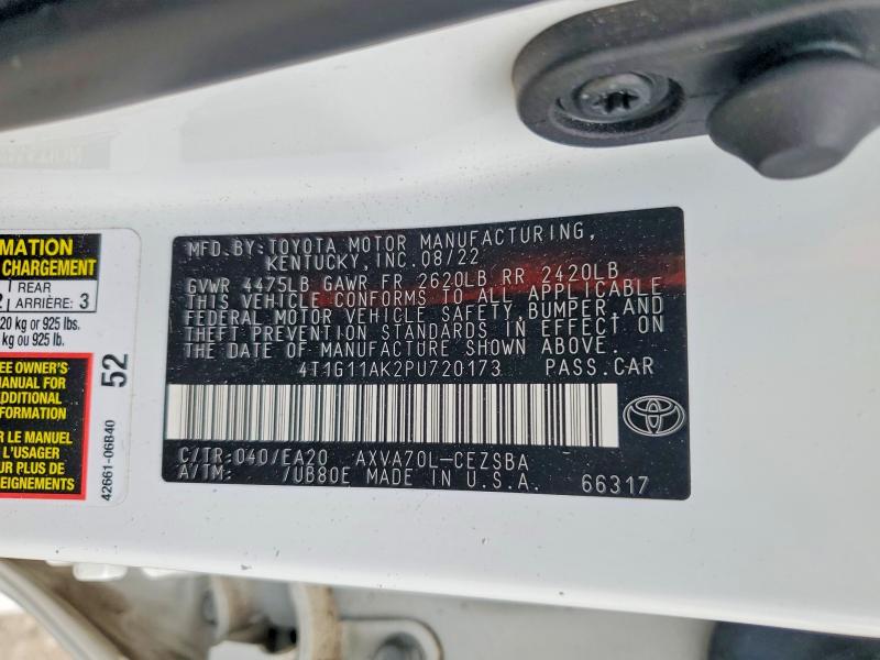 Aukcja sprzedaży 2023 Toyota Camry, vin: 4T1G11AK2PU720173, numer aukcji: 53922636