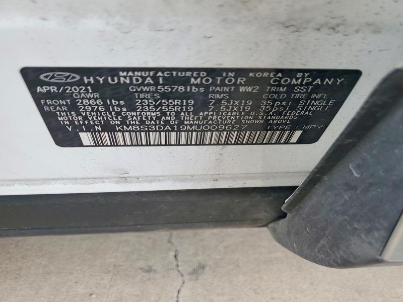 Продаж на аукціоні авто 2021 Hyundai Santa Fe, vin: KM8S3DA19MU009627, номер лоту: 55023186