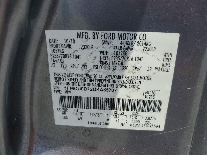 Aukcja sprzedaży 2011 Ford Escape, vin: 1FMCU0D72BKA55707, numer aukcji: 53834346