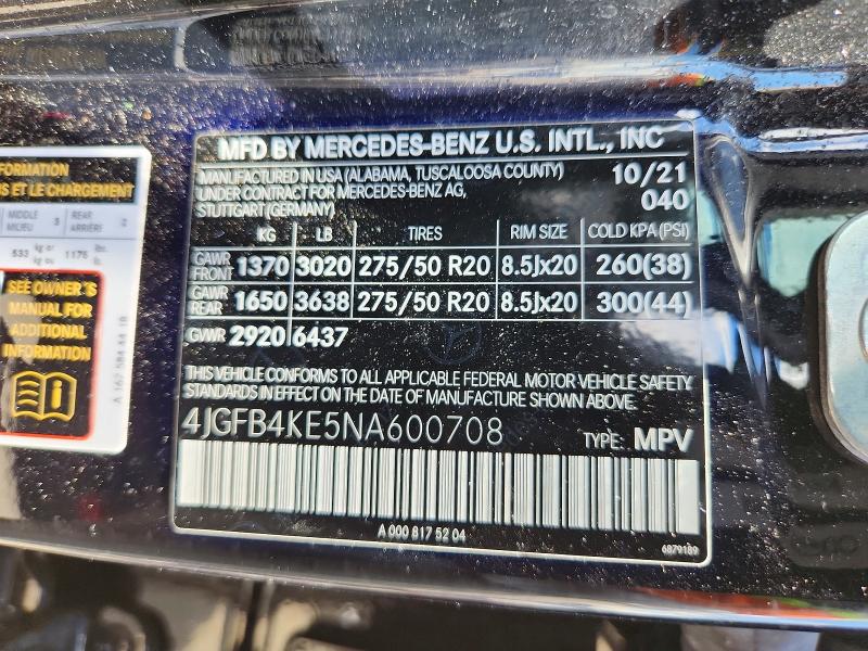 Продаж на аукціоні авто 2022 Mercedes-benz Gle, vin: 4JGFB4KE5NA600708, номер лоту: 52470756