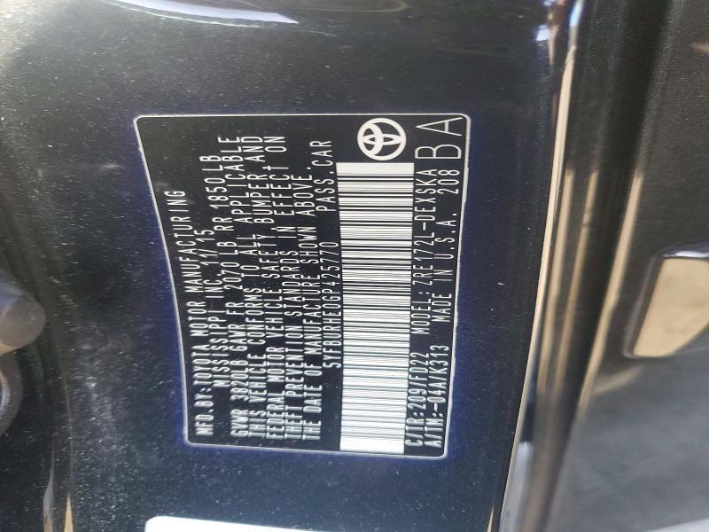 Aukcja sprzedaży 2016 Toyota Corolla, vin: 5YFBURHE0GP425770, numer aukcji: 53916396