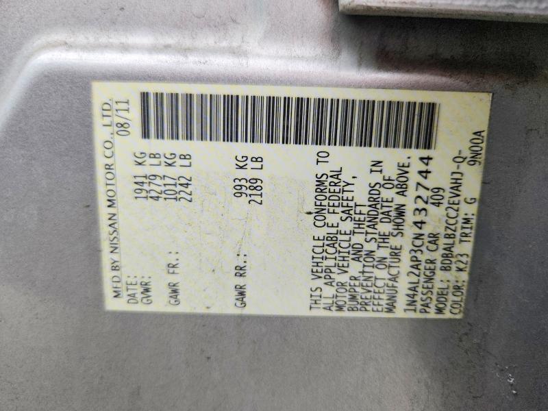 2012 Nissan Altima მანქანა იყიდება აუქციონზე, vin: 1N4AL2AP3CN432744, აუქციონის ნომერი: 53825936