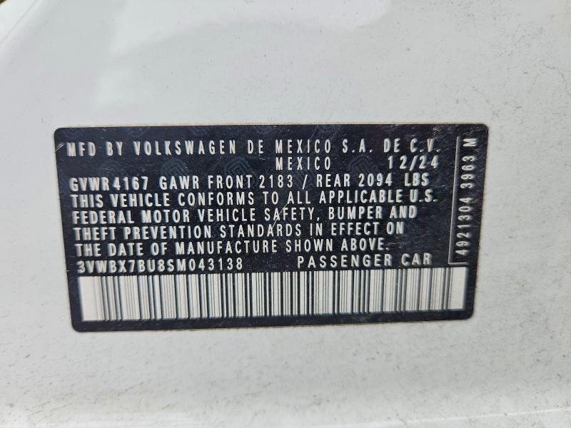 Продаж на аукціоні авто 2025 Volkswagen Jetta, vin: 3VWBX7BU8SM043138, номер лоту: 53844046