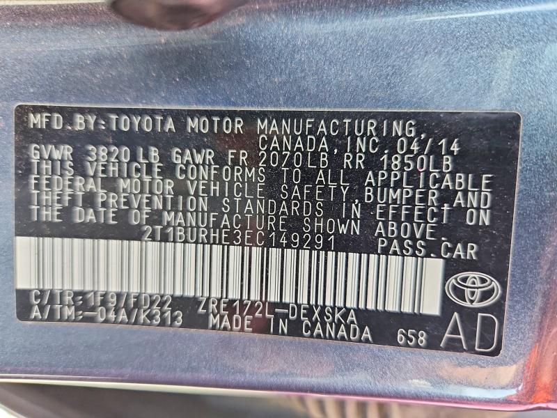Aukcja sprzedaży 2014 Toyota Corolla, vin: 2T1BURHE3EC149291, numer aukcji: 51623356
