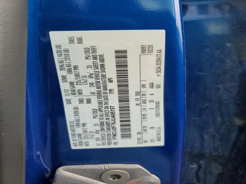 Продаж на аукціоні авто 2018 Ford Escape, vin: 1FMCU0F76JUA95157, номер лоту: 53374696