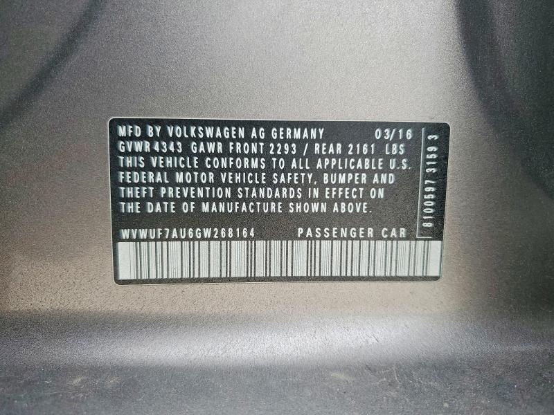Продажа на аукционе авто 2016 Volkswagen Golf R, vin: WVWUF7AU6GW268164, номер лота: 52458426