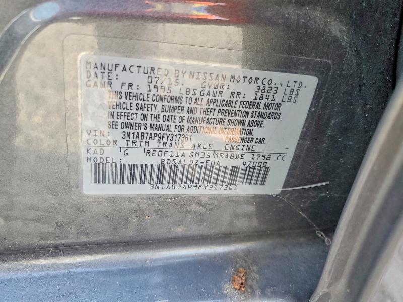 54991426 :رقم المزاد ، 3N1AB7AP9FY317361 vin ، 2015 Nissan Sentra مزاد بيع