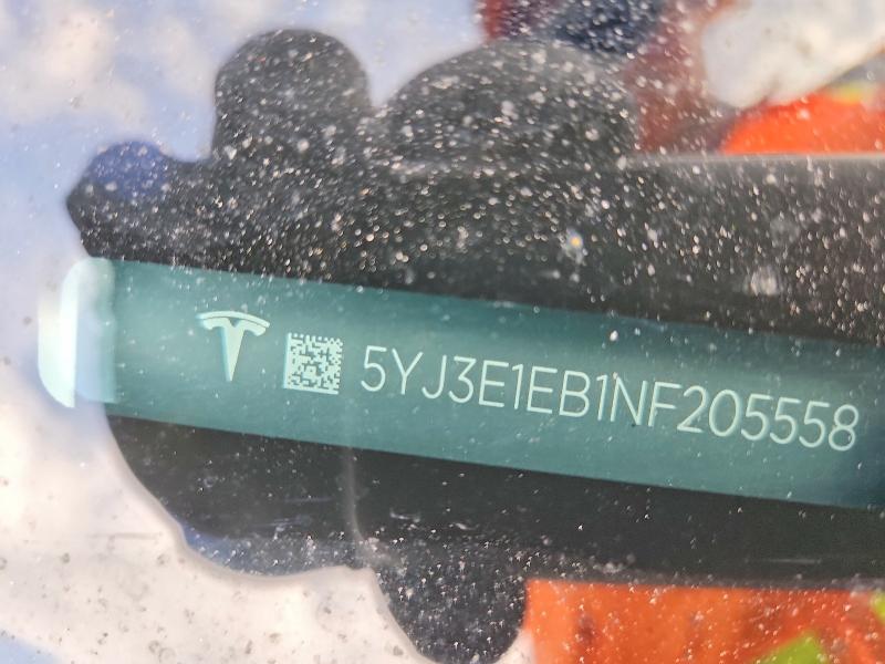 2022 Tesla Model 3 მანქანა იყიდება აუქციონზე, vin: 5YJ3E1EB1NF205558, აუქციონის ნომერი: 52229036
