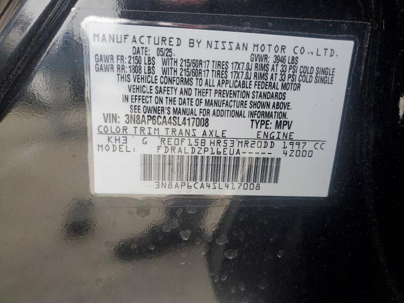Aukcja sprzedaży 2025 Nissan Kicks, vin: 3N8AP6CA4SL417008, numer aukcji: 52934746