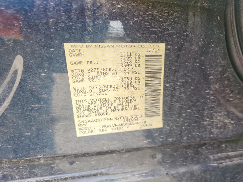 Продажа на аукционе авто 2015 Nissan Armada, vin: 5N1AA0NC7FN605323, номер лота: 50525686