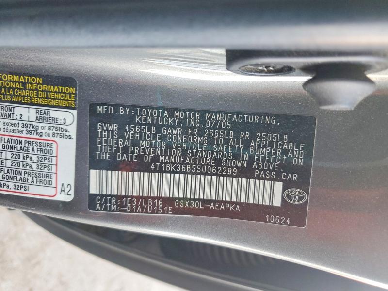 Aukcja sprzedaży 2005 Toyota Avalon, vin: 4T1BK36B55U062289, numer aukcji: 53076076