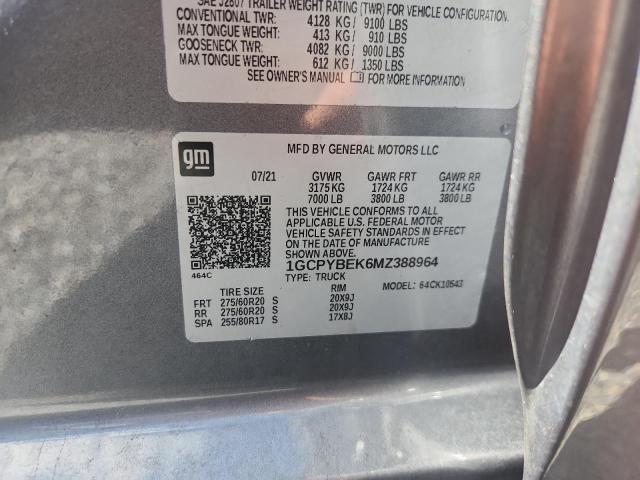 51600406 :رقم المزاد ، 1GCPYBEK6MZ388964 vin ، 2021 Chevrolet Silverado مزاد بيع