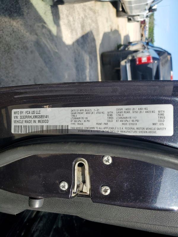 2021 Ram 3500 მანქანა იყიდება აუქციონზე, vin: 3C63RRHLXMG689141, აუქციონის ნომერი: 54191456
