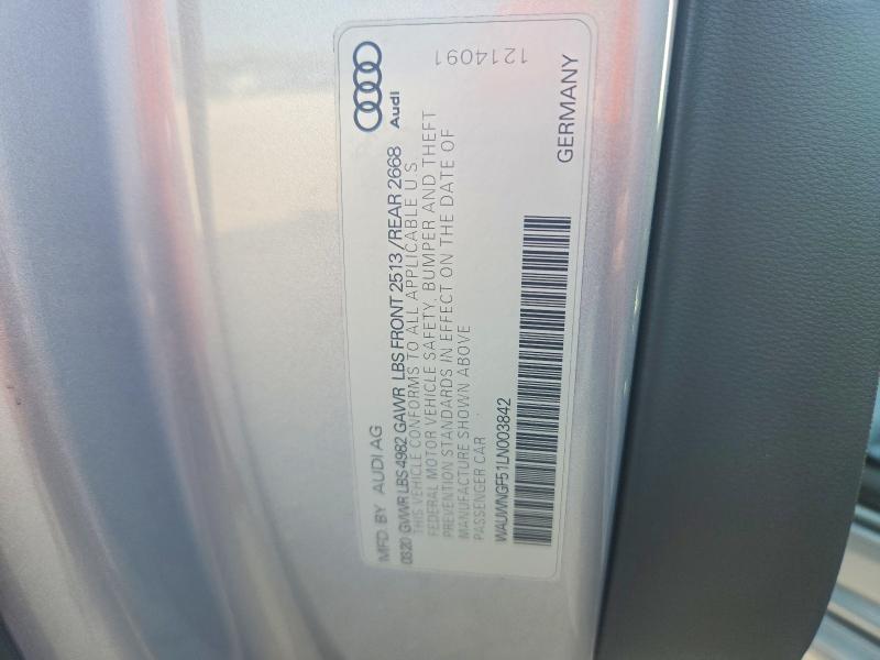 Продаж на аукціоні авто 2020 Audi A5, vin: WAUWNGF51LN003842, номер лоту: 52804016