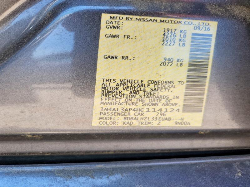54078216 :رقم المزاد ، 1N4AL3AP4HC114124 vin ، 2017 Nissan Altima مزاد بيع