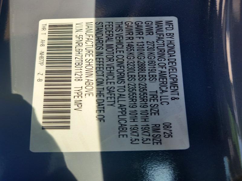 53338056 :رقم المزاد ، 5FNRL6H72TB011218 vin ، 2026 Honda Odyssey مزاد بيع