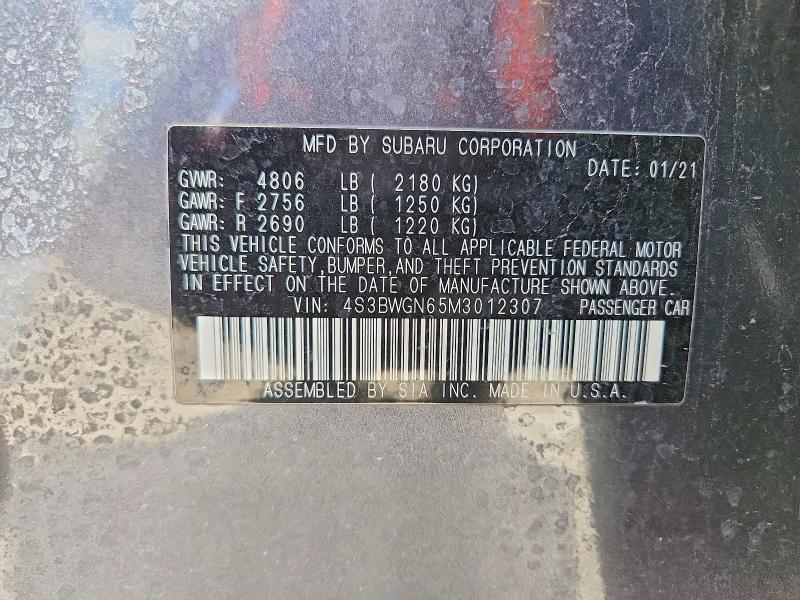 Продаж на аукціоні авто 2021 Subaru Legacy, vin: 4S3BWGN65M3012307, номер лоту: 52757766