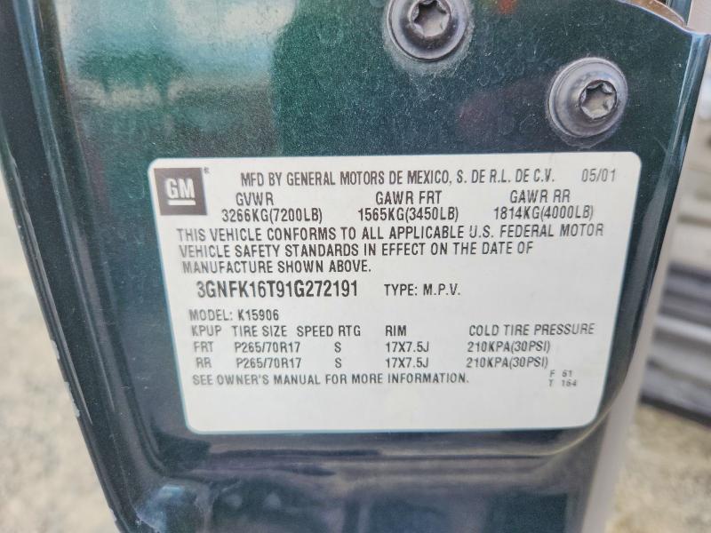 2001 Chevrolet Suburban მანქანა იყიდება აუქციონზე, vin: 3GNFK16T91G272191, აუქციონის ნომერი: 53072256