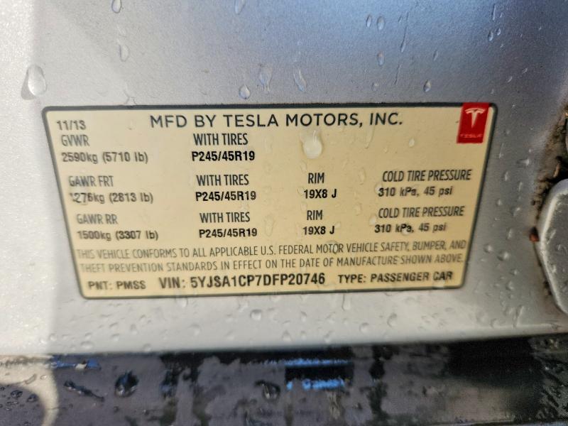 Продаж на аукціоні авто 2013 Tesla Model S, vin: 5YJSA1CP7DFP20746, номер лоту: 53584826