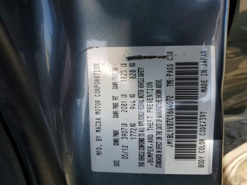 Aukcja sprzedaży 2012 Mazda 3, vin: JM1BL1V87C1664072, numer aukcji: 53458236