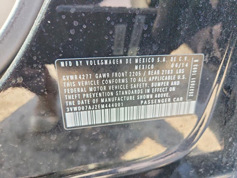2014 Volkswagen Jetta მანქანა იყიდება აუქციონზე, vin: 3VWD07AJ2EM444001, აუქციონის ნომერი: 53814136