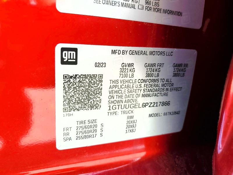51879826 :رقم المزاد ، 1GTUUGEL6PZ217866 vin ، 2023 Gmc Sierra مزاد بيع