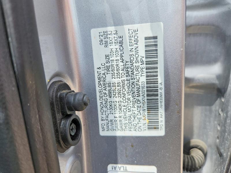 2022 Honda Cr-v მანქანა იყიდება აუქციონზე, vin: 5J6RW1H5XNA001633, აუქციონის ნომერი: 54158796