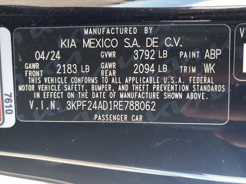 Aukcja sprzedaży 2024 Kia Forte, vin: 3KPF24AD1RE788062, numer aukcji: 51955676