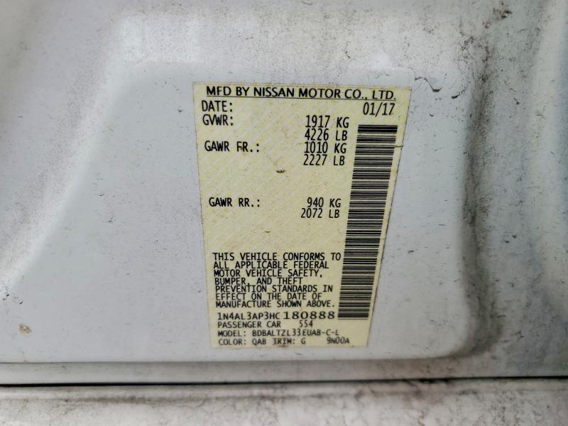 54353136 :رقم المزاد ، 1N4AL3AP3HC180888 vin ، 2017 Nissan Altima مزاد بيع