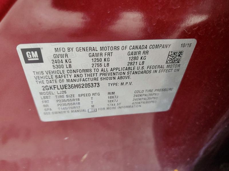 Aukcja sprzedaży 2017 Gmc Terrain, vin: 2GKFLUE36H6205373, numer aukcji: 52772066