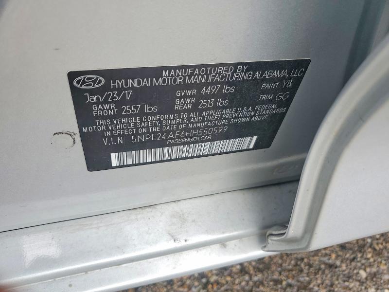2017 Hyundai Sonata მანქანა იყიდება აუქციონზე, vin: 5NPE24AF6HH550599, აუქციონის ნომერი: 54803236